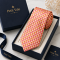 Geometric Groom Tie – Wedding Necktie for Men-Men's Wedding Ties-Petit Vale-Orange-Petit Vale